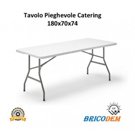 Tavolo Pieghevole Catering per Giardino In Plastica Bianco 180x70x74