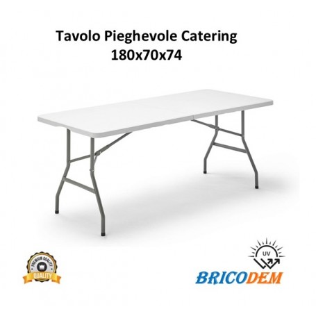 Tavolo Pieghevole Catering per Giardino In Plastica Bianco 180x70x74