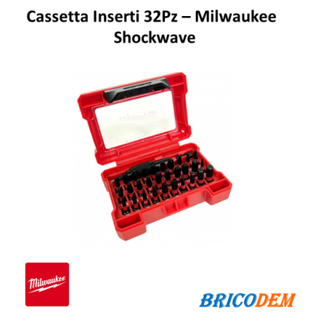Kit Inserti Cassetta 1/4 Milwaukee 32 pezzi Shockwave per avvitatori ad  impulsi